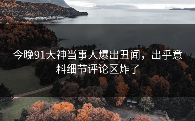 今晚91大神当事人爆出丑闻，出乎意料细节评论区炸了