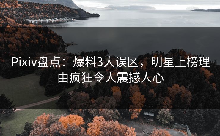 Pixiv盘点：爆料3大误区，明星上榜理由疯狂令人震撼人心