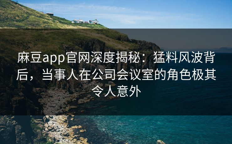 麻豆app官网深度揭秘：猛料风波背后，当事人在公司会议室的角色极其令人意外